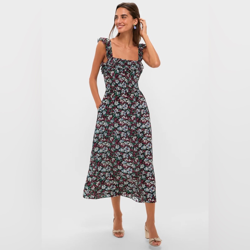 Ciao Lucia Peonia Print Amalie Midi Dress L NWT